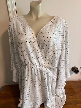 torrid White Polka Dot Surplice Blouse